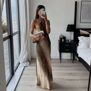 Zara maxi lightweight dress tie dye ramie ombre